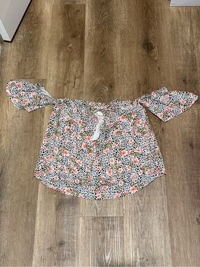 Off the Shoulder Blouse Cheetah & Floral